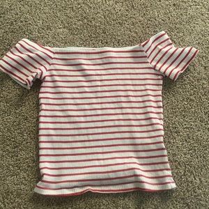 Red and white h&m crop top